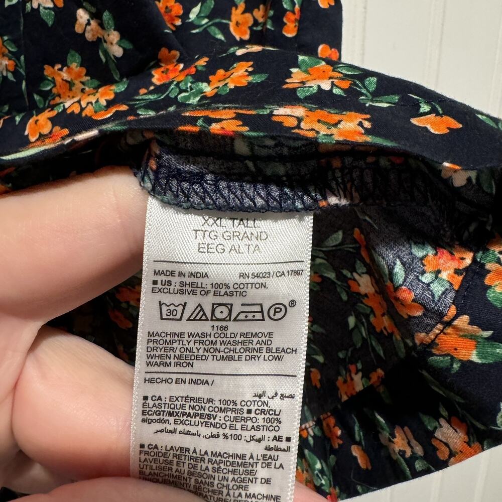 Old Navy Floral Puff Sleeve Top Navy Blue Orange Smocked NEW XXL Tall - Picture 7 of 9